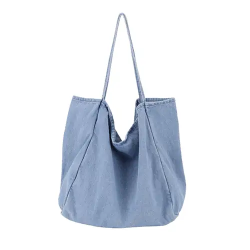 Denim Tote Bag with Large Capacity and Casual Design